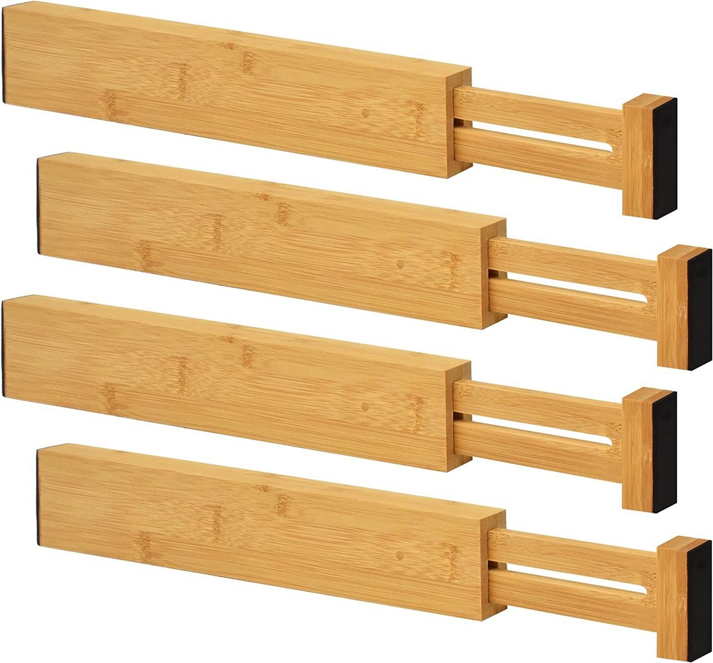 JOEJI’S KITCHEN Schubladeneinsatz 4er-Set Bambus Holz Schubladenteiler Federbelasteter 33cm bis 43cm von JOEJI’S KITCHEN