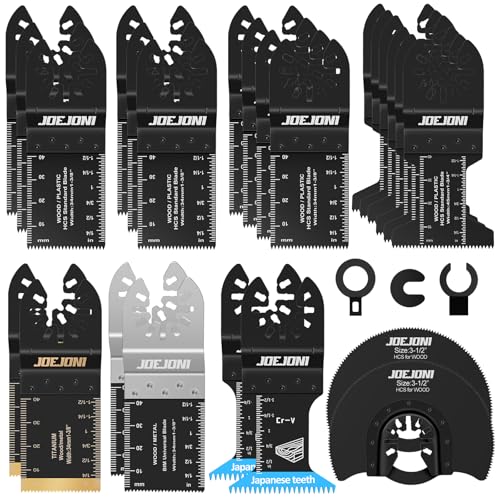 JOEJONI 27 tlg Multitool Sägeblätter Set, Universelles Multitool Zubehör, Oszillierendes Zubehör Set, für Fein Multimaster, Ryobi, Milwaukee, Bosch, Dremel, Dewalt, Rockwell, Makita and More von JOEJONI