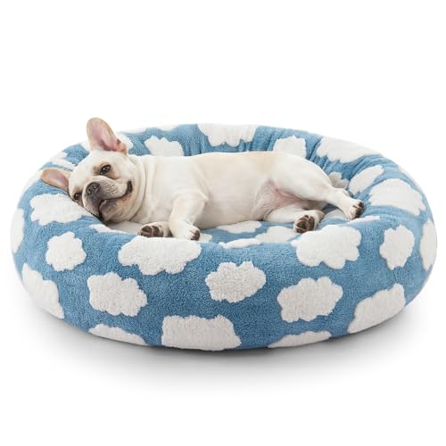 JOEJOY Donut Beruhigendes kleines Hundebett, rundes Katzenbett für Hauskatzen mit abnehmbarem, waschbarem Bezug, 58 cm, orthopädisches, niedliches Welpen-Kätzchen-Haustierbett mit Jacquard-Plüsch JOEJOY Donut Beruhigendes kleines Hundebett, rundes Katzenbett für Hauskatzen mit abnehmbarem, waschbarem Bezug, 58 cm, orthopädisches, niedliches Welpen-Kätzchen-Haustierbett mit Jacquard-Plüsch von JOEJOY