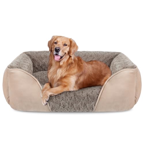 JOEJOY Hundebett Grosse Hunde, Hundekorb Waschbar Flauschig, rutschfest Anti-Angst Hundebetten Weich Bequem, Hundekörbchen für Grosse Hunde und Katzen, 89x63x23cm von JOEJOY