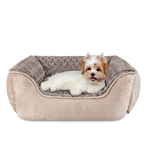 JOEJOY Rechteckiges Hundebett für große, mittelgroße und kleine Hunde, maschinenwaschbar, Schlafsofa für Hunde, rutschfeste Unterseite, atmungsaktiv, weich, langlebig, mehrere Größen, Beige von JOEJOY