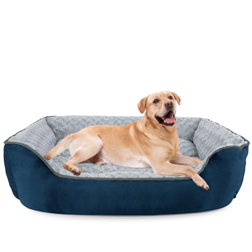 JOEJOY Rechteckiges Hundebett für große, mittelgroße und kleine Hunde, waschbar, orthopädisches Schlafsofa, weich, atmungsaktiv, für Welpen und Haustiere, langlebig, beruhigendes Hundebett mit von JOEJOY