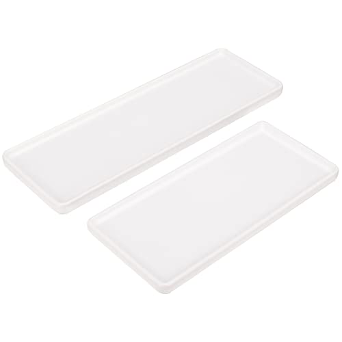 JOELELI 2 Stück Keramik Tablett, Schale Badezimmer Tablett Weiss Gro mit Gummifüßen Bad Tablett Klein Organizer Matt Vanity Tray Waschbecken Lagerung Kosmetik Halter für Tücher Kerzen Handtuch Seife von JOELELI