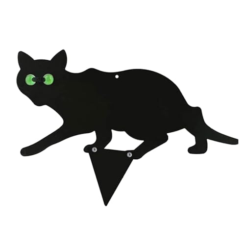 JOERBABU Dekorative schwarze Metall-Katzen für den Außenbereich, Garten und Hof, Eisenstatue mit reflektierendem Auge mit Heringen für Hof von JOERBABU