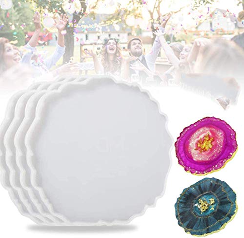 4 Stück Geode Harz Untersetzer Modell, Druzy Silikon Achat Untersetzer Modell, künstliches Achat Stück Silikon Harz Modell, Untersetzer, Achat Stück Untersetzer, Heimdekoration von JOERRES