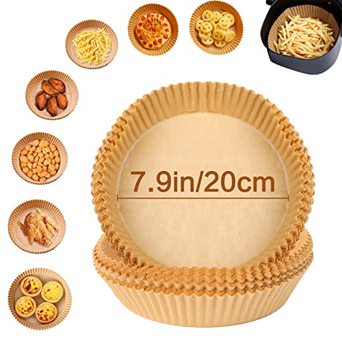 JOFONY 100 Stück Backpapier für Heißluftfritteuse,Antihaft Airfryer Backpapier Wasserdicht und ölfestAirfryer Papier,20cm Pergamentpapier Passt Für Die Meisten Marken 5,5 L Heißluftfritteuse von JOFONY