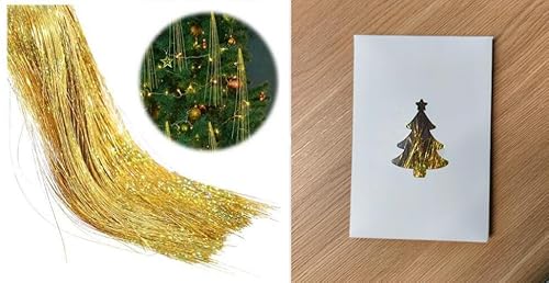JOFONY 5000 Stränge Lametta Eiszapfen Weihnachtsbaum Glitzer Dekorationen, Schillernde Lametta Folie Fransen für Zuhause Party Geburtstagsfeier Hochzeit (Gold) von JOFONY