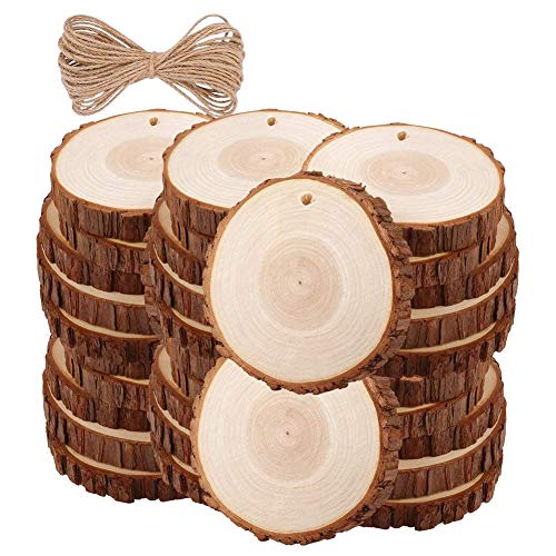 JOFUUM 30 StüCk Unfertige Scheiben mit Rinde zum Basteln Kit Kreise Scheiben für DIY Basteln Hochzeits Schmuck von JOFUUM