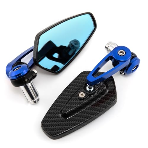 Seitenspiegel 22mm Motorrad Lenker Rückspiegel Für Y&AMAHA YZF R1 R3 R6 R25 Z400 Für Z800 Für D&UCATI Für A&PRILIA Für MV Für Agusta(Blue) von JOFWXAQE