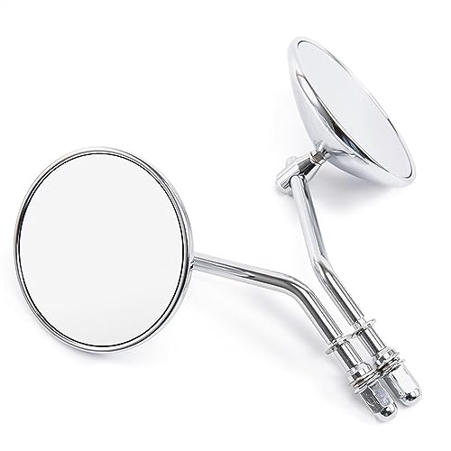 Seitenspiegel 4 "Runde Motorrad Rückspiegel Seite Spiegel Spiegel Für C&ruiser Für Chopper Für Cafe Für Racer Für Sportster Für Bobber Für Touring(Silver) von JOFWXAQE