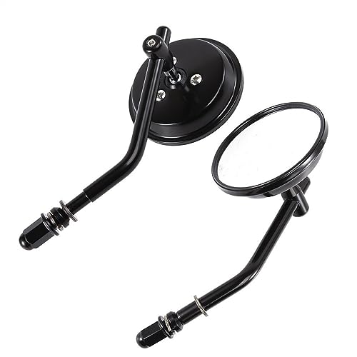 Seitenspiegel 8mm Motorrad Spiegel Kurzen Stiel 3 "Rückspiegel Für H&arley Für Dyna Für Bobber Für Chopper Für Old Schule 1982-2018(Silver) von JOFWXAQE