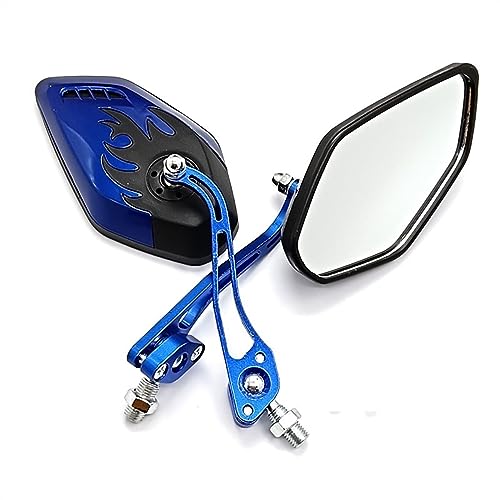 Seitenspiegel Motorrad 8MM 10MM Schrauben Rückspiegel Mit Für Z125 Z250 Z300 Z750 Z750R Z800 Z900 Z1000(Blue) von JOFWXAQE