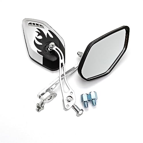 Seitenspiegel Motorrad 8MM 10MM Schrauben Rückspiegel Mit Für Z125 Z250 Z300 Z750 Z750R Z800 Z900 Z1000(Silver) von JOFWXAQE