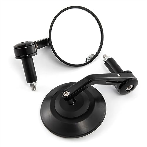 Seitenspiegel Motorrad Bar End Spiegel Für 7/8 "Griff Bar End Hinten Seite Spiegel Moto Spiegel Motorrad(Black) von JOFWXAQE