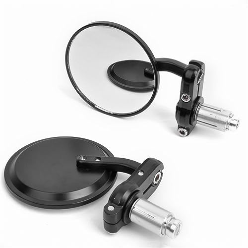 Seitenspiegel Motorrad Moto Bike Für 7/8 "22mm Griff Bar End Spiegel Zusammenklappbare Klapp Rück Seite Spiegel Motorrad(Black1) von JOFWXAQE