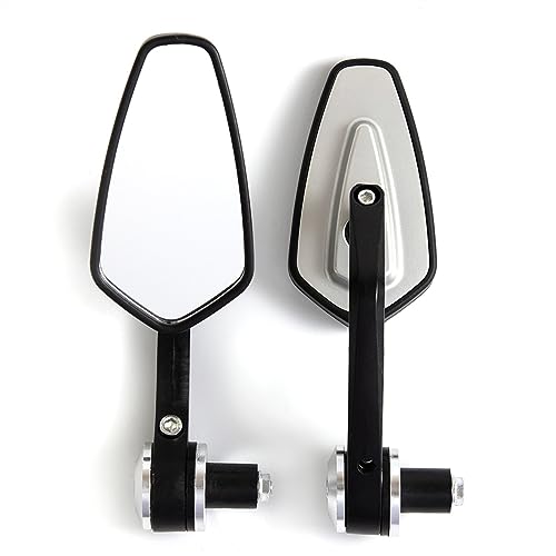 Seitenspiegel Motorrad Rückspiegel Bar End Seite Spiegel Für Z800 Z900 ER6N ER6F FZ-09 MT-10 FZ-10 FJ-09 MT-25 FZ6 FZ8 GSXR600(Silver) von JOFWXAQE