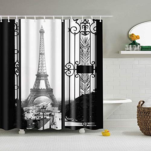 JOGAMA Duschvorhang 120x200 Paris, Duschvorhänge Antischimmel 3D Vintage Paris, Shower Curtains Waschbar, Badevorhang für Badewanne Badezimmer, mit 8 Ringe von JOGAMA