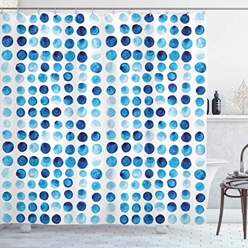 JOGAMA Duschvorhang 180x200 Blaue Punkte, Shower Curtains Antischimmel 3D Geometrische Muster, Duschvorhänge Wasserdicht Waschbar, Badevorhang für Badewanne Dusche Badezimmer, mit 12 Ringe von JOGAMA