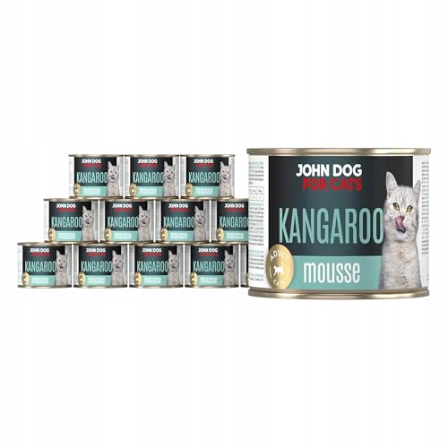 JD for Cats Nassfutter für ausgewachsene Katzen mit Känguru - Monoprotein Katzennassfutter - hoher Fleischanteil, getreidefrei, 100% natürlich - 200g (12er Pack) von JOHN DOG