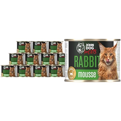 JD for Cats Nassfutter für ausgewachsene Katzen mit Kaninchen - Monoprotein Katzennassfutter - hoher Fleischanteil, getreidefrei, 100% natürlich - 200g (12er Pack) von JOHN DOG