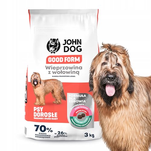 JOHN DOG Trockenfutter für Hunde - Good Form Schwein mit Rind - Getreidefrei - Hundefutter für Erwachsene Aller Rassen - 3kg von JOHN DOG
