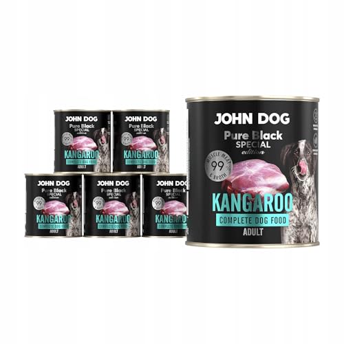 JOHN DOG Hundenassfutter Känguru - Premium Getreidefreies Hundefutter mit 99% Fleisch - Monoprotein Nassfutter für ausgewachsene Hunde - Pure Black Special Edition 6 x 800g von JOHN DOG