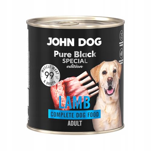 JOHN DOG Hundenassfutter Lamm - Premium Getreidefreies Hundefutter mit 99% Fleisch - Monoprotein Nassfutter für ausgewachsene Hunde - Pure Black Special Edition 800g von JOHN DOG