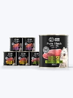 JOHN DOG Hundenassfutter Pferdefleisch - Premium Getreidefreies Hundefutter mit 99% Fleisch - Monoprotein Nassfutter für ausgewachsene Hunde - Pure Black Special Edition 6 x 800g von JOHN DOG