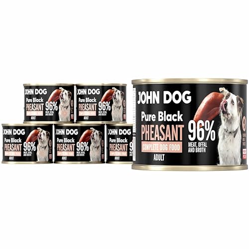JOHN DOG Hundenassfutter Pure Black Fasan - Premium Getreidefreies Hundefutter mit 96% Fleisch - Monoprotein Nassfutter für ausgewachsene Hunde 6 x 200g von JOHN DOG