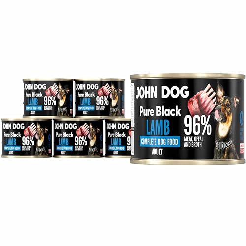 JOHN DOG Hundenassfutter Pure Black Lamm - Premium Getreidefreies Hundefutter mit 96% Fleisch - Monoprotein Nassfutter für ausgewachsene Hunde 6 x 200g von JOHN DOG