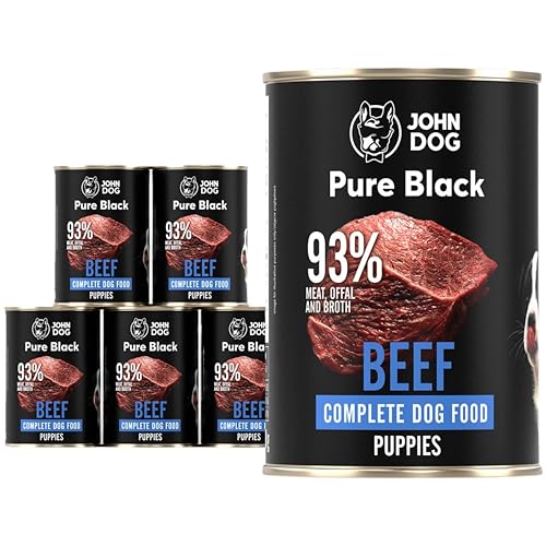 JOHN DOG Hundenassfutter Pure Black Rind - Premium Getreidefreies Nassfutter mit 93% Fleisch - Monoprotein Hundefutter für Welpen 6 x 400g JOHN DOG Hundenassfutter Pure Black Rind - Premium Getreidefreies Nassfutter mit 93% Fleisch - Monoprotein Hundefutter für Welpen 6 x 400g von JOHN DOG