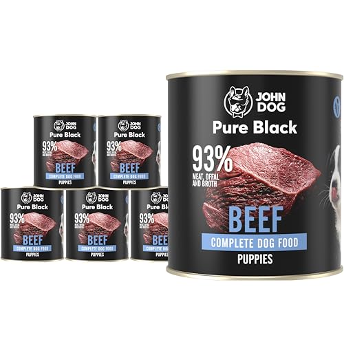JOHN DOG Hundenassfutter Pure Black Rind - Premium Getreidefreies Nassfutter mit 93% Fleisch - Monoprotein Hundefutter für Welpen 6 x 800g JOHN DOG Hundenassfutter Pure Black Rind - Premium Getreidefreies Nassfutter mit 93% Fleisch - Monoprotein Hundefutter für Welpen 6 x 800g von JOHN DOG