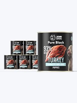 JOHN DOG Pure Black - 93% Fleisch - Premium Nassfutter für Hunde - Welpenfutter - Hypoallergenes Hundefutter - Glutenfrei Nassfutter - 100% Natürliche Zutaten - Hunde Leckerlis - 6 x 800g - (TÜRKEI) von JOHN DOG