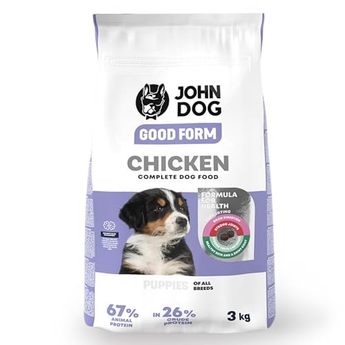 JOHN DOG Trockenfutter für Hunde Good Form Huhn - Hundefutter für Welpen Aller Rassen - Gesunde Zutaten zur Unterstützung der Entwicklung - 3kg von JOHN DOG