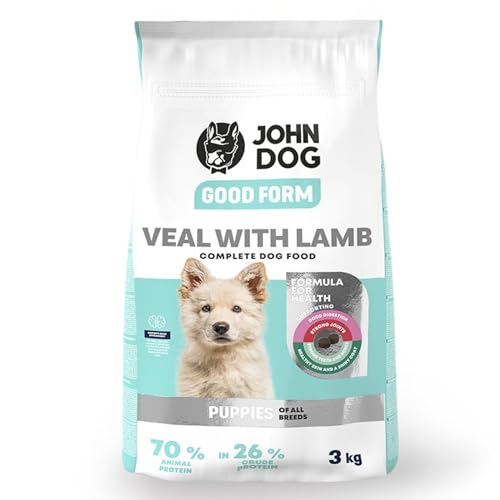 JOHN DOG Trockenfutter für Hunde Good Form Kalb mit Lamm - Getreidefrei und Geflügelfrei - Hundefutter für Welpen Aller Rassen - 3kg von JOHN DOG