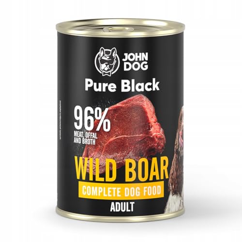 John Dog Nassfutter Pure Black Wildschwein 400g. 100% naturbelassene, hochwertige Zutaten Keine künstlichen Konservierungsstoffe, Farbstoffe oder Geschmacksverstärker, ohne Getreide. von JOHN DOG