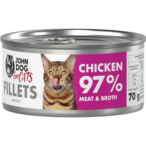 John Dog for Cats – Katzenfutter mit Hühnerfilet - Nassfutter für Katzen ohne Zucker und Getreide - komplette Filets - hoher Fleischanteil 70 g x 12 John Dog for Cats – Katzenfutter mit Hühnerfilet - Nassfutter für Katzen ohne Zucker und Getreide - komplette Filets - hoher Fleischanteil 70 g x 12 von JOHN DOG
