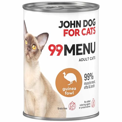 Katzennassfutter ohne Zucker und Getreide - Perlhuhn & Huhn - Katzenfutter Nass mit 99% Fleischanteil - Nassfutter mit 100% frischen Zutaten für ausgewachsene Katzen - John Dog for Cats 99 MENU - 400g Katzennassfutter ohne Zucker und Getreide - Perlhuhn & Huhn - Katzenfutter Nass mit 99% Fleischanteil - Nassfutter mit 100% frischen Zutaten für ausgewachsene Katzen - John Dog for Cats 99 MENU - 400g von JOHN DOG