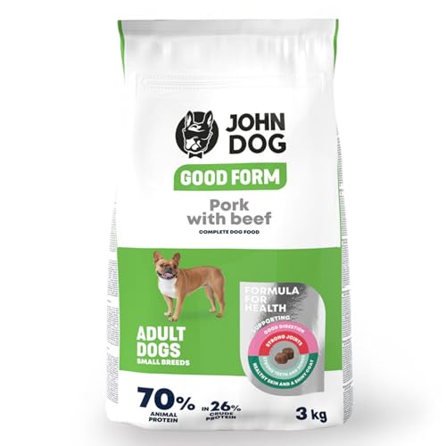 JOHN DOG Trockenfutter für Hunde - Good Form Schwein mit Rind - Hundefutter für Erwachsene Hunde Mini- und kleine Rassen - Glutenfrei und hohe Qualität - 3kg von JOHN DOG