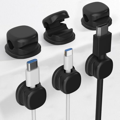 2025 neu Kabelhalter Magnetisch, 6-Pack Kabelhalter Selbstklebend, Kabelmanagement, Ladekabel Organizer Kabel Clips für Schreibtisch, Zuhause, Büro, Auto (Schwarz) von JOHNBOLIN