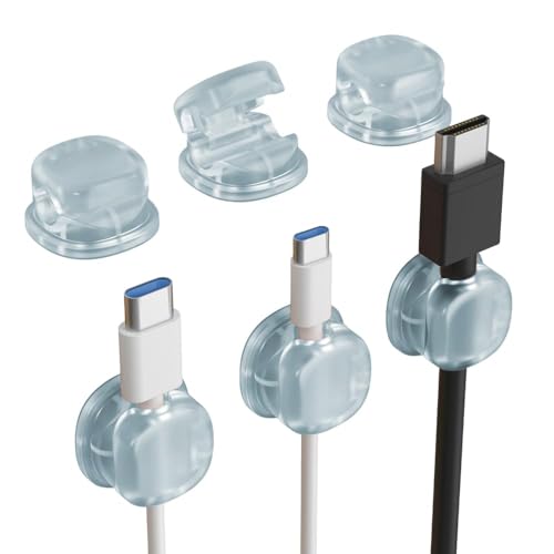 2025 neu Kabelhalter Magnetisch, 6-Pack Kabelhalter Selbstklebend, Kabelmanagement, Ladekabel Organizer Kabel Clips für Schreibtisch, Zuhause, Büro, Auto. (Blau) von JOHNBOLIN
