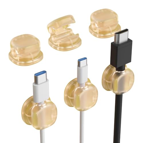 2025 neu Kabelhalter Magnetisch, 6-Pack Kabelhalter Selbstklebend, Kabelmanagement, Ladekabel Organizer Kabel Clips für Schreibtisch, Zuhause, Büro, Auto. (Gelb) von JOHNBOLIN