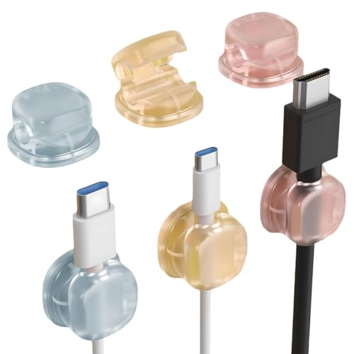 2025 neu Kabelhalter Magnetisch, 6-Pack Kabelhalter Selbstklebend, Kabelmanagement, Ladekabel Organizer Kabel Clips für Schreibtisch, Zuhause, Büro, Auto. (Gemischte Farben) von JOHNBOLIN