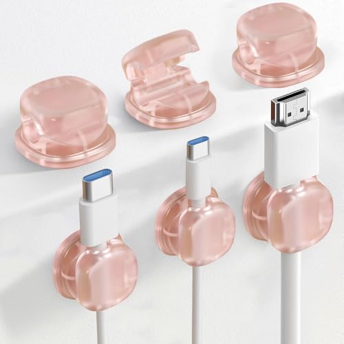 2025 neu Kabelhalter Magnetisch, 6-Pack Kabelhalter Selbstklebend, Kabelmanagement, Ladekabel Organizer Kabel Clips für Schreibtisch, Zuhause, Büro, Auto. (Rosa) von JOHNBOLIN