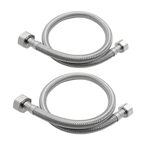 JOHO 2 Stück Armaturenschlauch für den Anschluss eines Wasserhahns Überwurf 1/2 Zoll IG x 3/8 Zoll IG x 500 mm | Flexschlauch | Verbindungsschlauch Chrom von JOHO