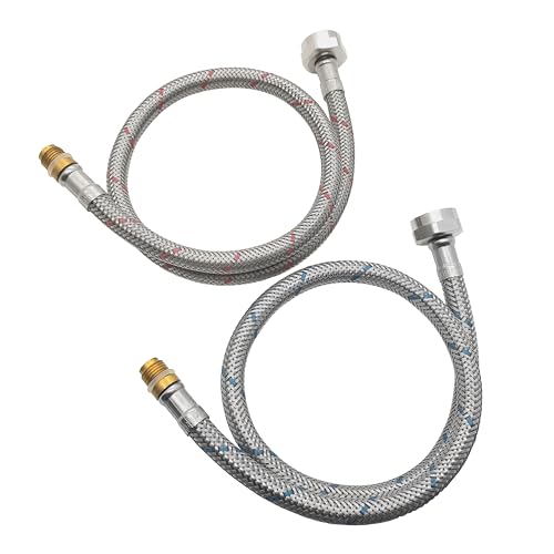 JOHO Anschlussschläuche Flexschlauch für Armatur Wasserhahn G 3/8"x M10x 50CM DN8, Geflochtener Edelstahl Verbindungsschlauch für Mischbatterie Trinkwasserschlauch Flexibler Wasserhahnschlauch 2 Stück von JOHO