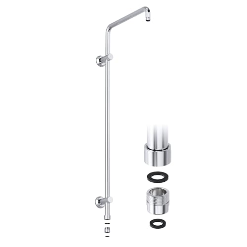 JOHO Edelstahl Duschstange mit Gewindeadapter 1/2 Zoll IG auf 3/4 Zoll AG, Variable Wandbefestigungen Wandstange Regendusche Brausearm Brausestange Duschsäule mit fester Länge 92cm Chrom von JOHO