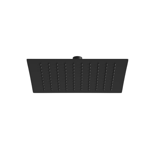 JOHO Edelstahl Kopfbrause Eckig Regendusche Duschkopf 8 Zoll Brausekopf Quadratisch Einbauduschkopf Mit Anti-Kalk Düsen 20x20cm Schwarz von JOHO