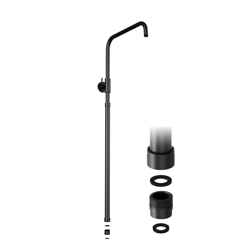 JOHO Höheverstellbare Duschstange aus Edelstahl mit Gewindeadapter,Duschsystem Zubehör Duschsäule Duschrohr für Regendusche Wandstange Brausearm mit verstellbare Länge von 69 bis 111cm Schwarz von JOHO