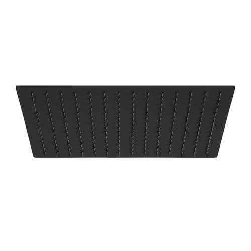 JOHO Regendusche Duschkopf 12 Zoll, Edelstahl Kopfbrause Eckig Regenduschkopf Mit Anti-Kalk Düsen Einbauduschkopf Quadratisch 30x30cm schwarz von JOHO